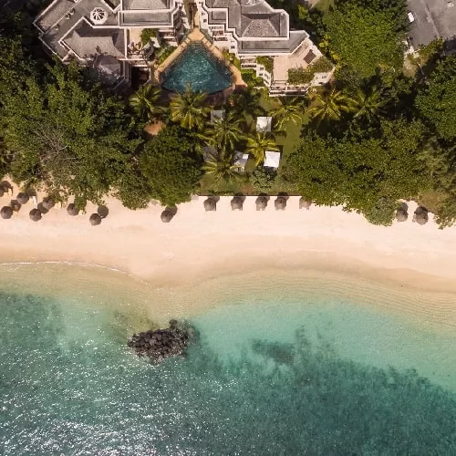 Drone view of le cardinal and beach