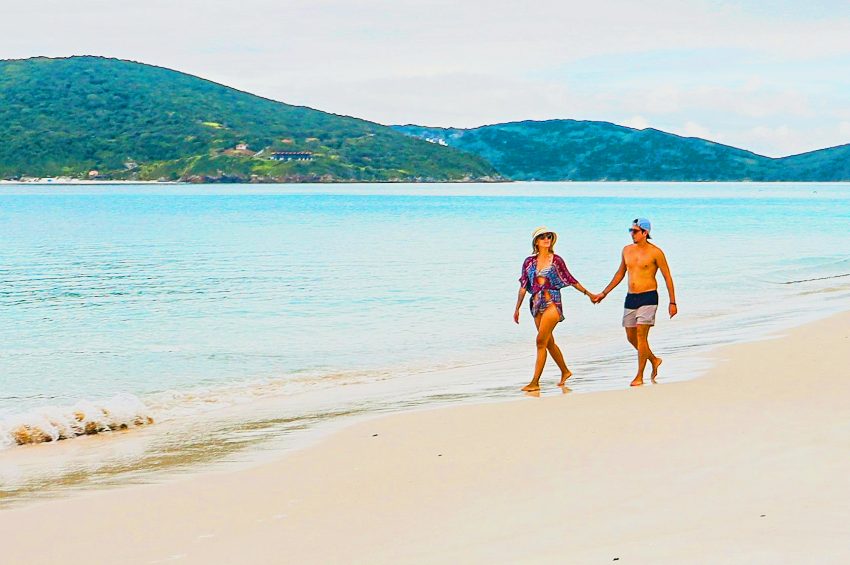 omantic beach walk in Mauritius