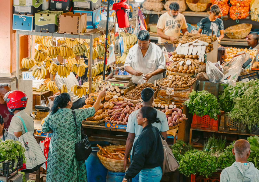 Port louis Market Mauritius with colorful vegetables