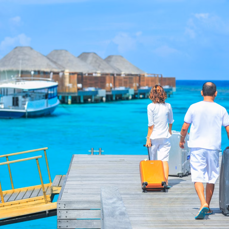 Tourists In with luggages coming to mauritius