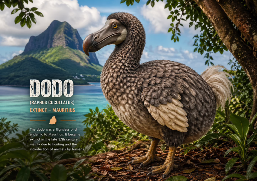 Dodo bird, extinct species from Mauritius.