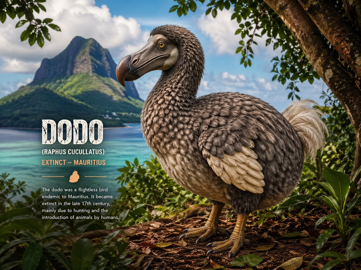 Dodo bird, extinct species from Mauritius.